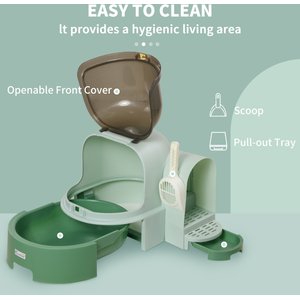 PawHut Cat Litter Box with Scoop, Green