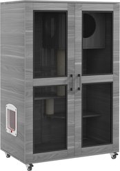 PawHut Cat Tree with wheels, Gray