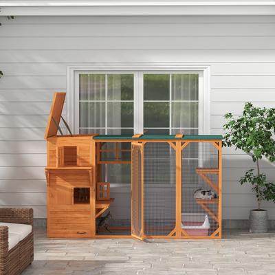 Show full view: PawHut Catio 3 Level Outdoor Cat House, Orange slide 8 of 11