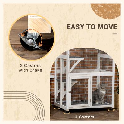 Show full view: PawHut Catio 74-in Wooden Outdoor Cat House, Dark Gray slide 6 of 9