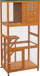 PawHut Catio 74-in Wooden Outdoor Cat House, Orange