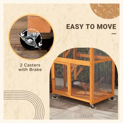 Show full view: PawHut Catio 74-in Wooden Outdoor Cat House, Orange slide 6 of 9