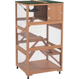 PawHut Catio Outdoor Cat House on Wheel, Orange