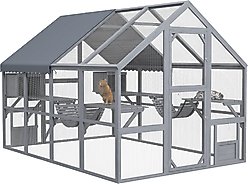PawHut Catio Outdoor Wooden Multi-Cat House, Gray