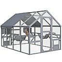 PawHut Catio Outdoor Wooden Multi-Cat House, Gray