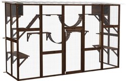 PawHut Catio Playground Cat Window Box Outdoor Cat House, Coffee Brown