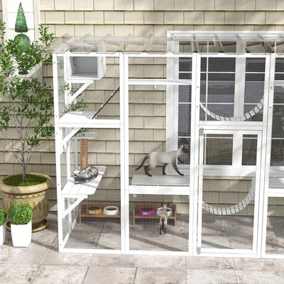 Show full view: PawHut Catio Playground Cat Window Box Outdoor Cat House, White slide 8 of 10