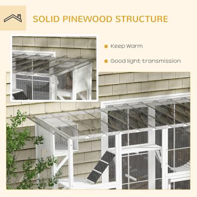 Show full view: PawHut Catio Playground Cat Window Box Outdoor Cat House, White slide 6 of 10