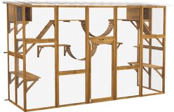 PawHut Catio Playground Cat Window Box Outdoor Cat House, Yellow