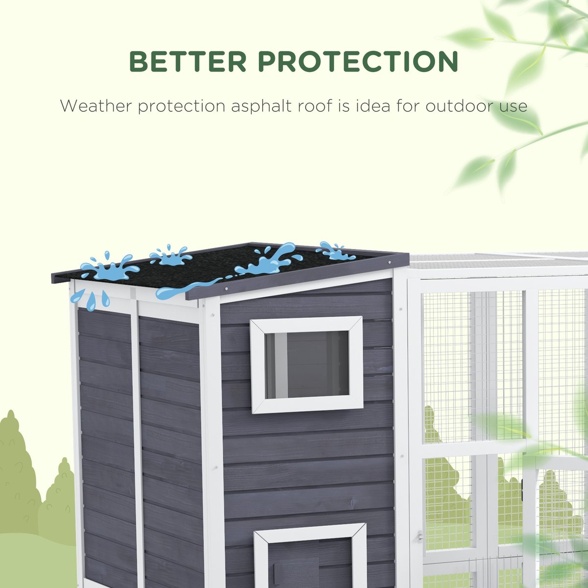 PawHut Catio Wooden Outdoor Cat Enclosure, Gray
