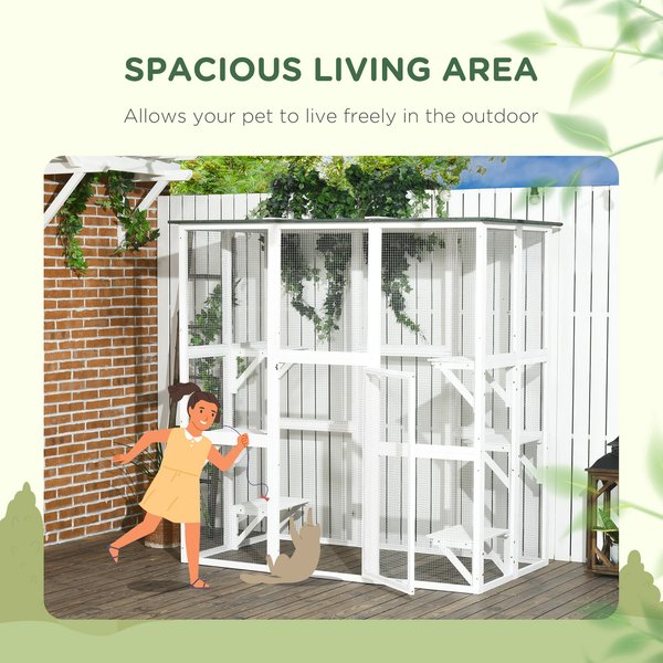 PawHut Catio Wooden Outdoor Cat House