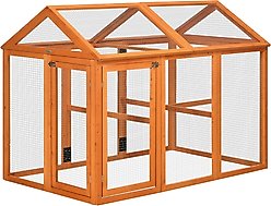 PawHut Chicken Run with Combinable Design Chicken Coop, Orange, 1 to 4 Chicken Capacity