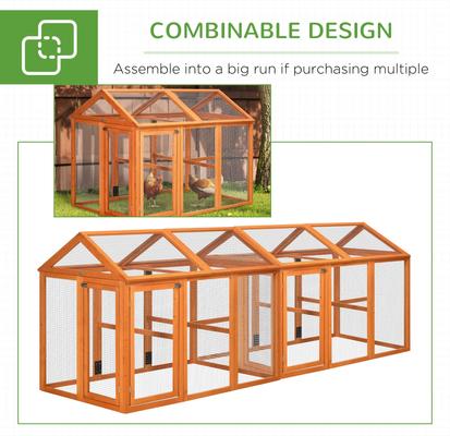 Show full view: PawHut Chicken Run with Combinable Design Chicken Coop, Orange, 1 to 4 Chicken Capacity slide 6 of 8