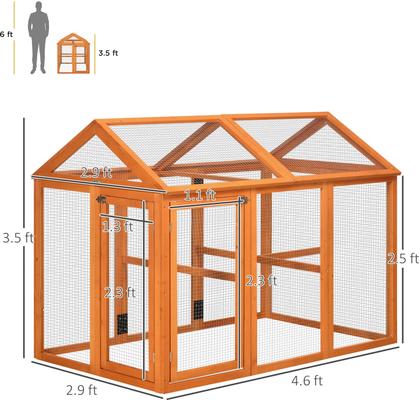Show full view: PawHut Chicken Run with Combinable Design Chicken Coop, Orange, 1 to 4 Chicken Capacity slide 3 of 8