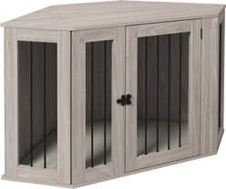 PawHut Corner Furniture Style Dog Crate, Walnut Brown, Large, 47.75 x 24 x 27.75-in
