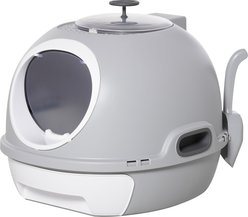 PawHut Covered Cat Litter Box with Enclosed Drawer & Skylight, 22-in, Gray