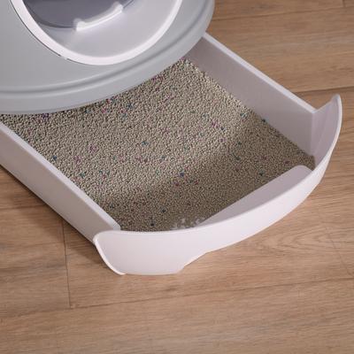 Show full view: PawHut Covered Cat Litter Box with Enclosed Drawer & Skylight, 22-in, Gray slide 8 of 9