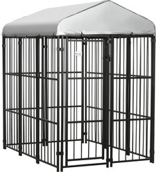 PawHut Dog Kennel & Play Pen, Black, 4 x 6-ft