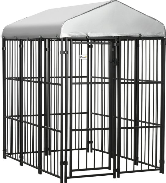 Show full view: PawHut Dog Kennel & Play Pen, Black, 4 x 6-ft slide 1 of 9