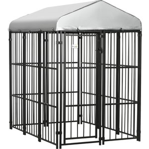 PawHut Dog Kennel & Play Pen, Black, 4 x 6-ft