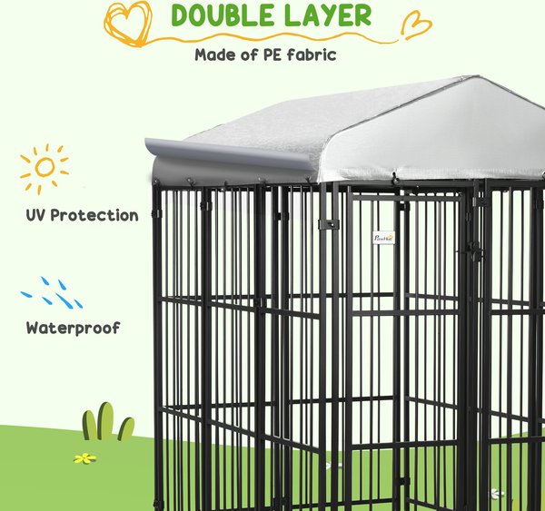 Show full view: PawHut Dog Kennel & Play Pen, Black, 4 x 6-ft slide 6 of 9