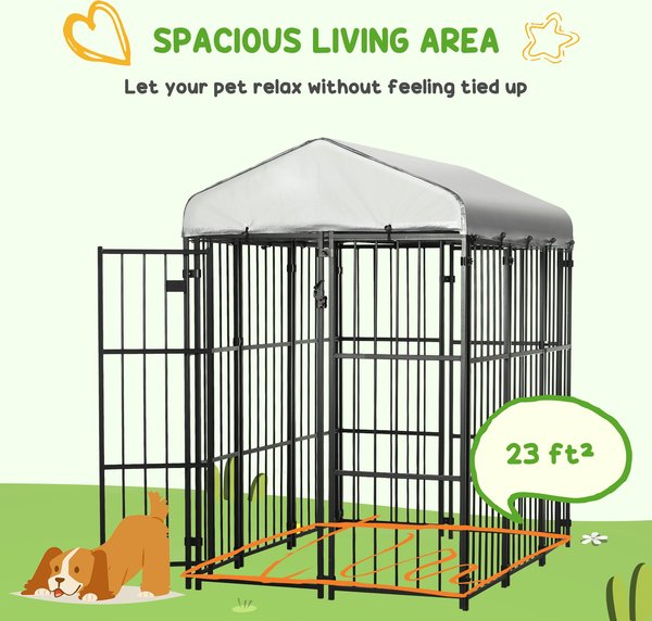 Show full view: PawHut Dog Kennel & Play Pen, Black, 4 x 6-ft slide 5 of 9