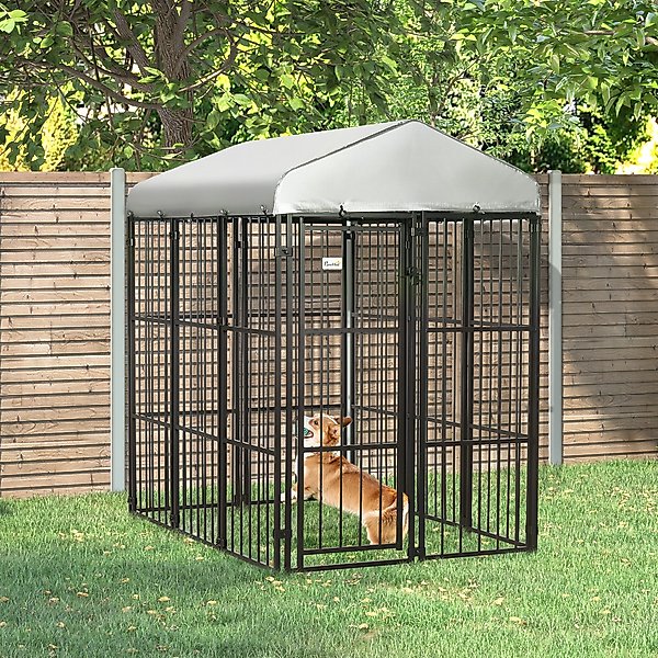 Show full view: PawHut Dog Kennel & Play Pen, Black, 4 x 6-ft slide 2 of 9