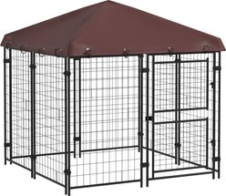 PawHut Dog Kennel & Play Pen, Brown, 4.6 x 5-ft