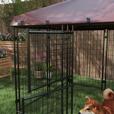 Show full view: PawHut Dog Kennel & Play Pen, Brown, 4.6 x 5-ft slide 9 of 9