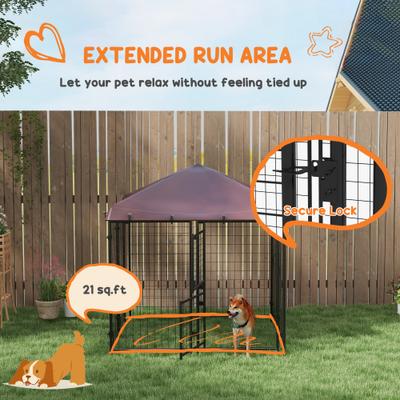 Show full view: PawHut Dog Kennel & Play Pen, Brown, 4.6 x 5-ft slide 8 of 9