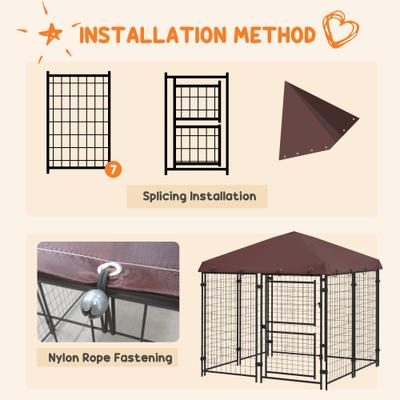 Show full view: PawHut Dog Kennel & Play Pen, Brown, 4.6 x 5-ft slide 7 of 9