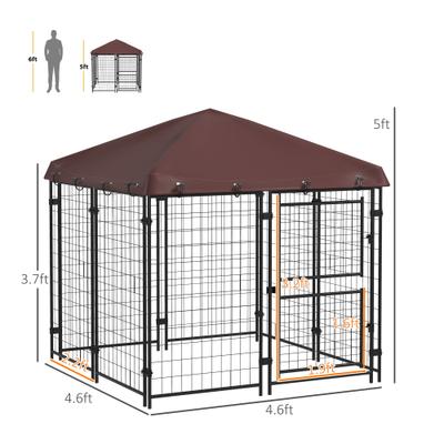 Show full view: PawHut Dog Kennel & Play Pen, Brown, 4.6 x 5-ft slide 3 of 9