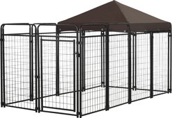 PawHut Dog Kennel & Play Pen Dog, Black, 9.3 x 4.6 x 5.2-ft