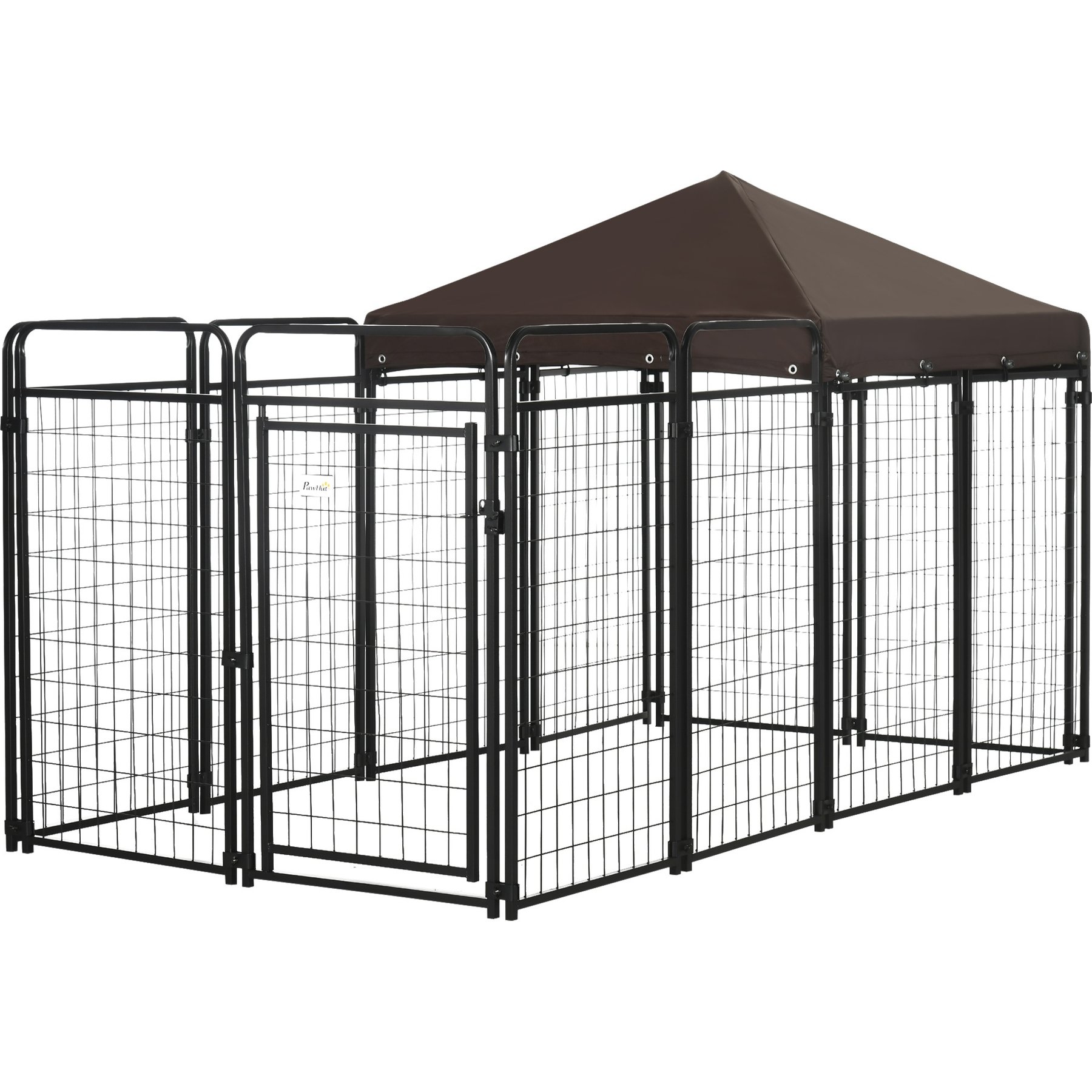 PawHut Dog Kennel & Play Pen Dog, Black, 9.3 x 4.6 x 5.2-ft
