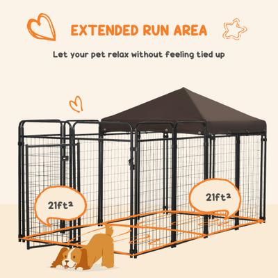 Show full view: PawHut Dog Kennel & Play Pen Dog, Black, 9.3 x 4.6 x 5.2-ft slide 5 of 9