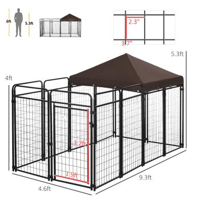 Show full view: PawHut Dog Kennel & Play Pen Dog, Black, 9.3 x 4.6 x 5.2-ft slide 3 of 9