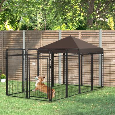 Show full view: PawHut Dog Kennel & Play Pen Dog, Black, 9.3 x 4.6 x 5.2-ft slide 2 of 9