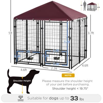 Show full view: PawHut Dog Kennel & Play Pen, Red, 5 x 5 x 5-ft slide 4 of 10