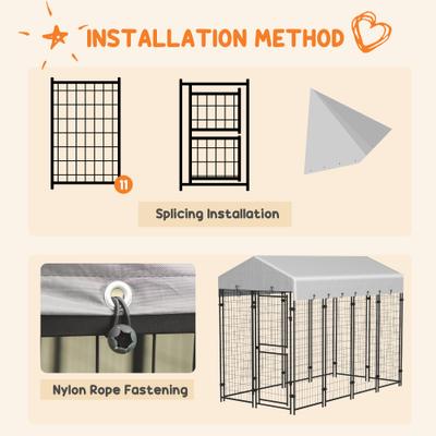 Show full view: PawHut Dog Kennel & Play Pen, Silver, 7.8 x 6-ft slide 7 of 9