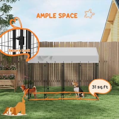 Show full view: PawHut Dog Kennel & Play Pen, Silver, 7.8 x 6-ft slide 8 of 9