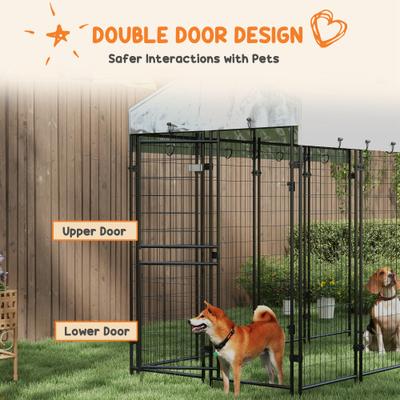 Show full view: PawHut Dog Kennel & Play Pen, Silver, 7.8 x 6-ft slide 6 of 9