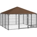PawHut Dog Kennel & Play Pen,Coffee, 6.9 x 6.9 x 5-ft