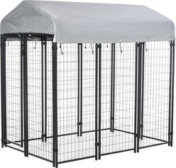 PawHut Dog Outdoor Kennel & Play Pen, Black, 6 x 4 x 6-ft