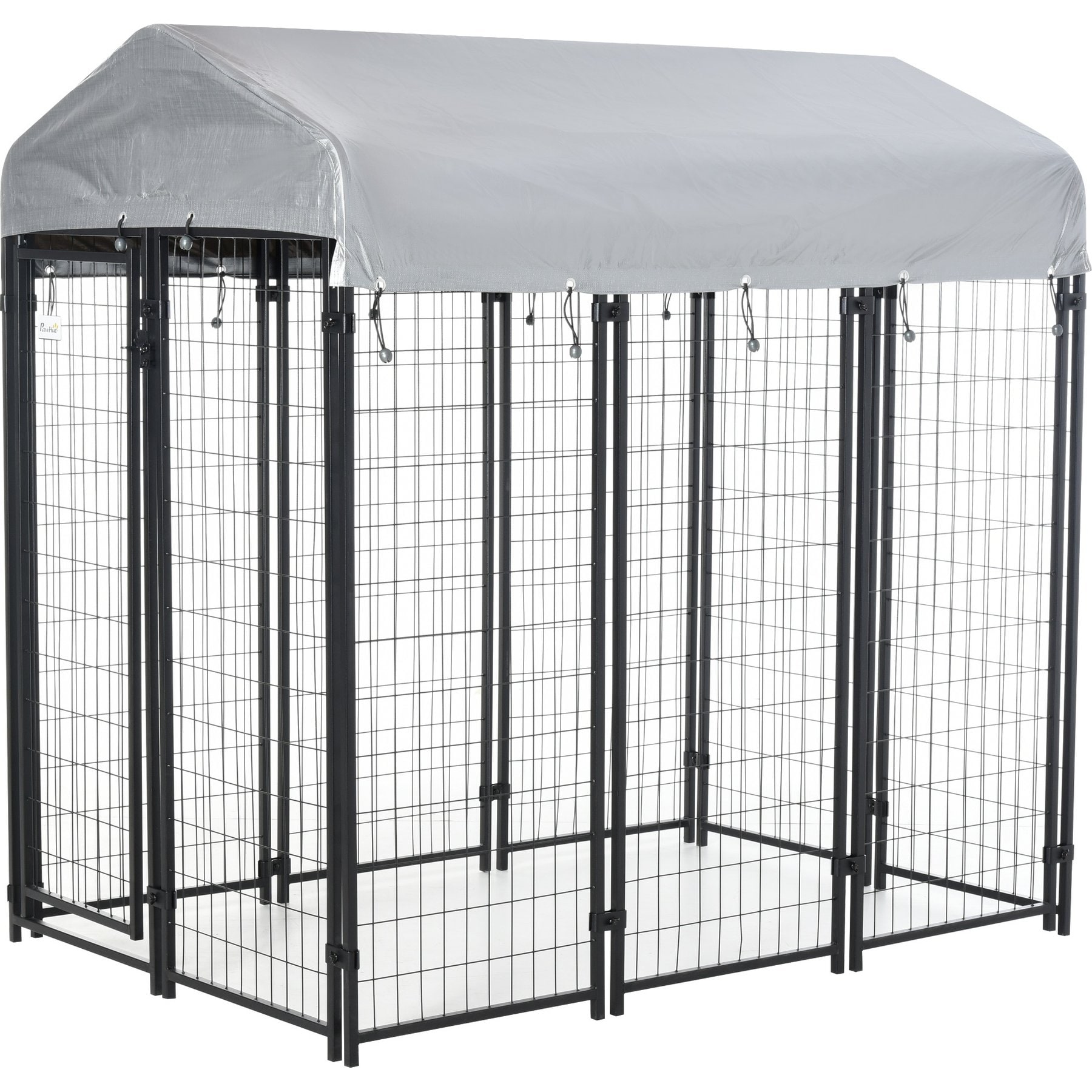 PawHut Dog Outdoor Kennel & Play Pen, Black, 6 x 4 x 6-ft