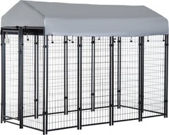PawHut Dog Outdoor Kennel & Play Pen, Black, 8 x 4 x 6-ft