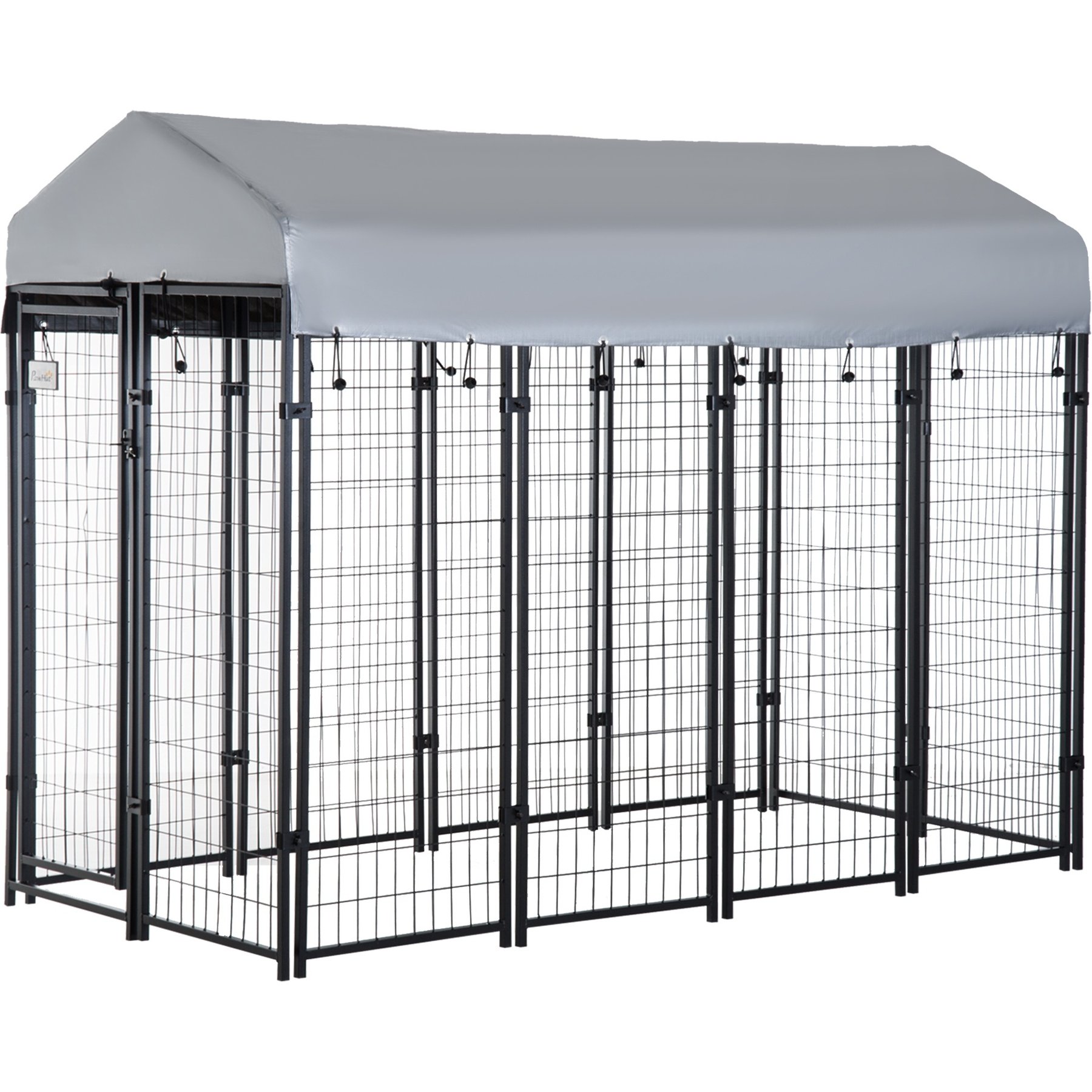PawHut Dog Outdoor Kennel & Play Pen, Black, 8 x 4 x 6-ft