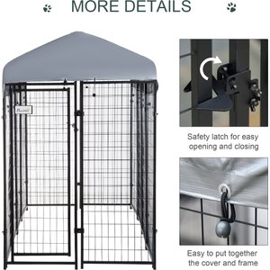 PawHut Dog Outdoor Kennel & Play Pen, Black, 8 x 4 x 6-ft