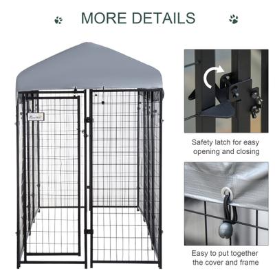 Show full view: PawHut Dog Outdoor Kennel & Play Pen, Black, 8 x 4 x 6-ft slide 7 of 9