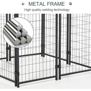 PawHut Dog Outdoor Kennel & Play Pen, Black, 8 x 4 x 6-ft