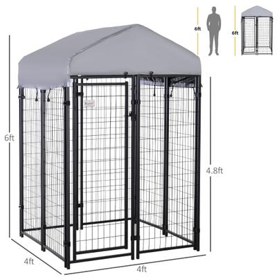 Show full view: PawHut Dog Outdoor Kennel & Play Pen, Grey, 4 x 4 x 6-ft slide 3 of 9